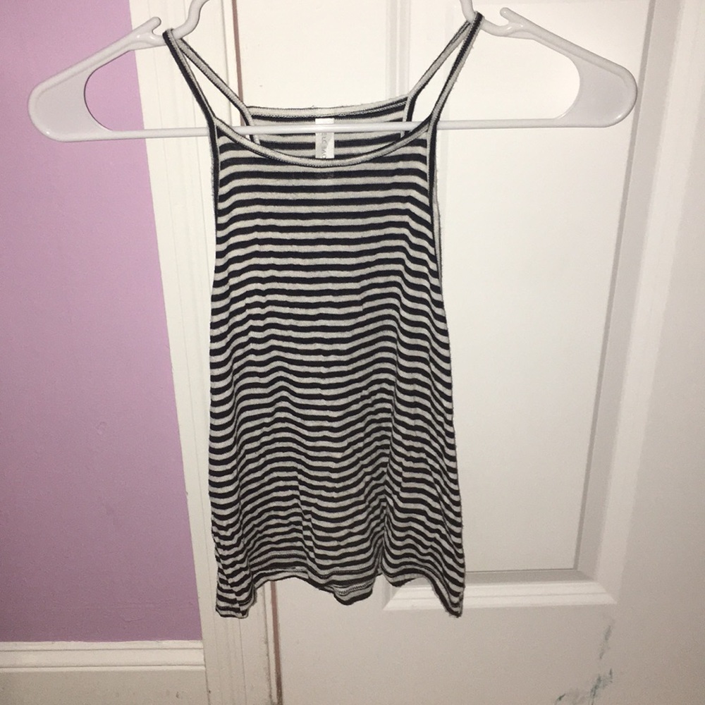 Black and white striped soft tank